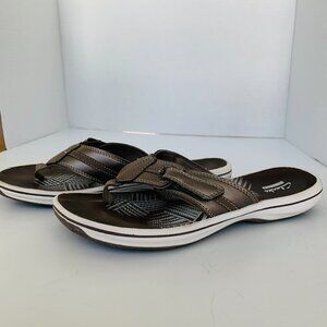 CLARKS Cloudsteppers Brinkley Jazz Thong Adjustable Pewter Sandal 8M